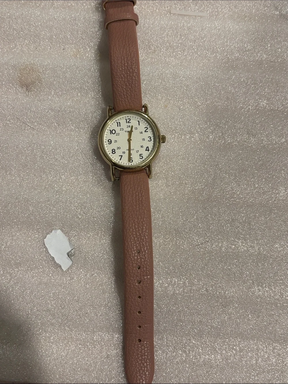 Timex Womans Watch with Pink Strap and Gold-Tone Case